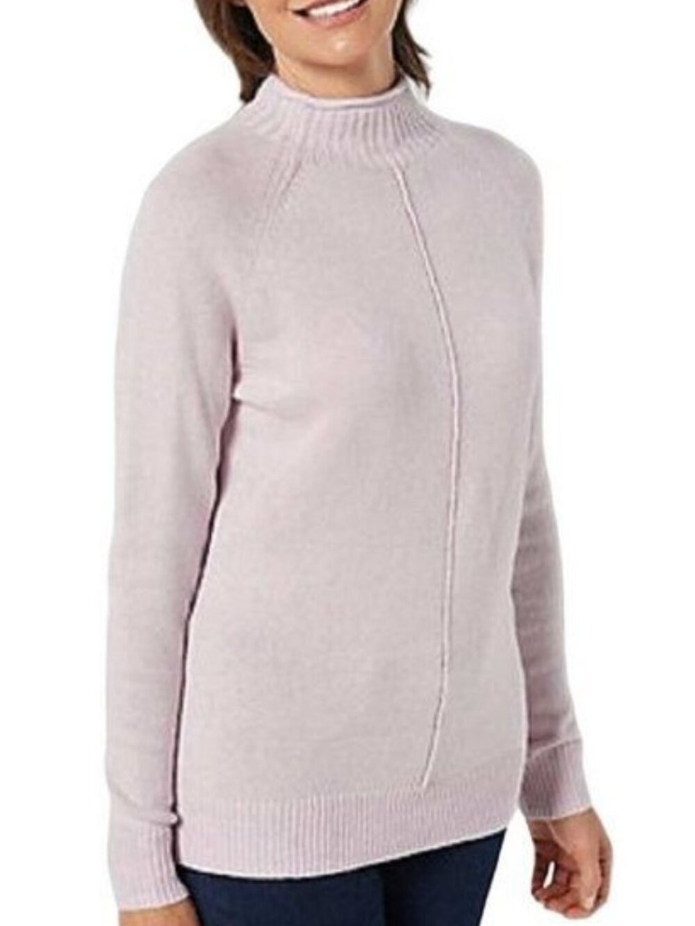 Denim & Co Mock Neck Sweater Top with Raglan Long Sleeve MEDIUM (505)